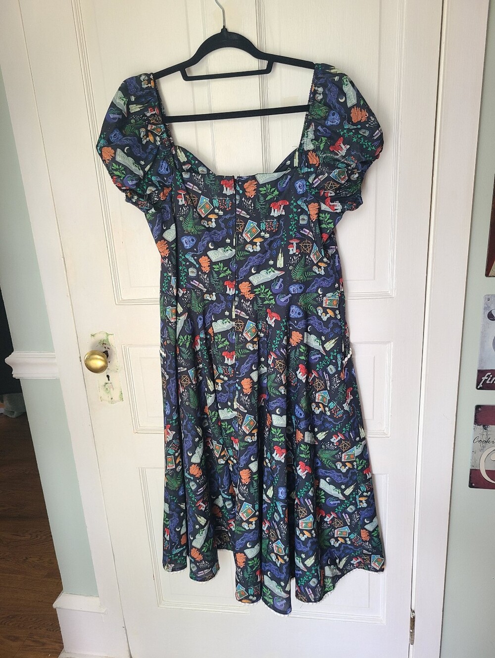NWT XL Spellbinding Print Swing Dress Unique Vintage Apothocary Witchy Halloween - Picture 9 of 10